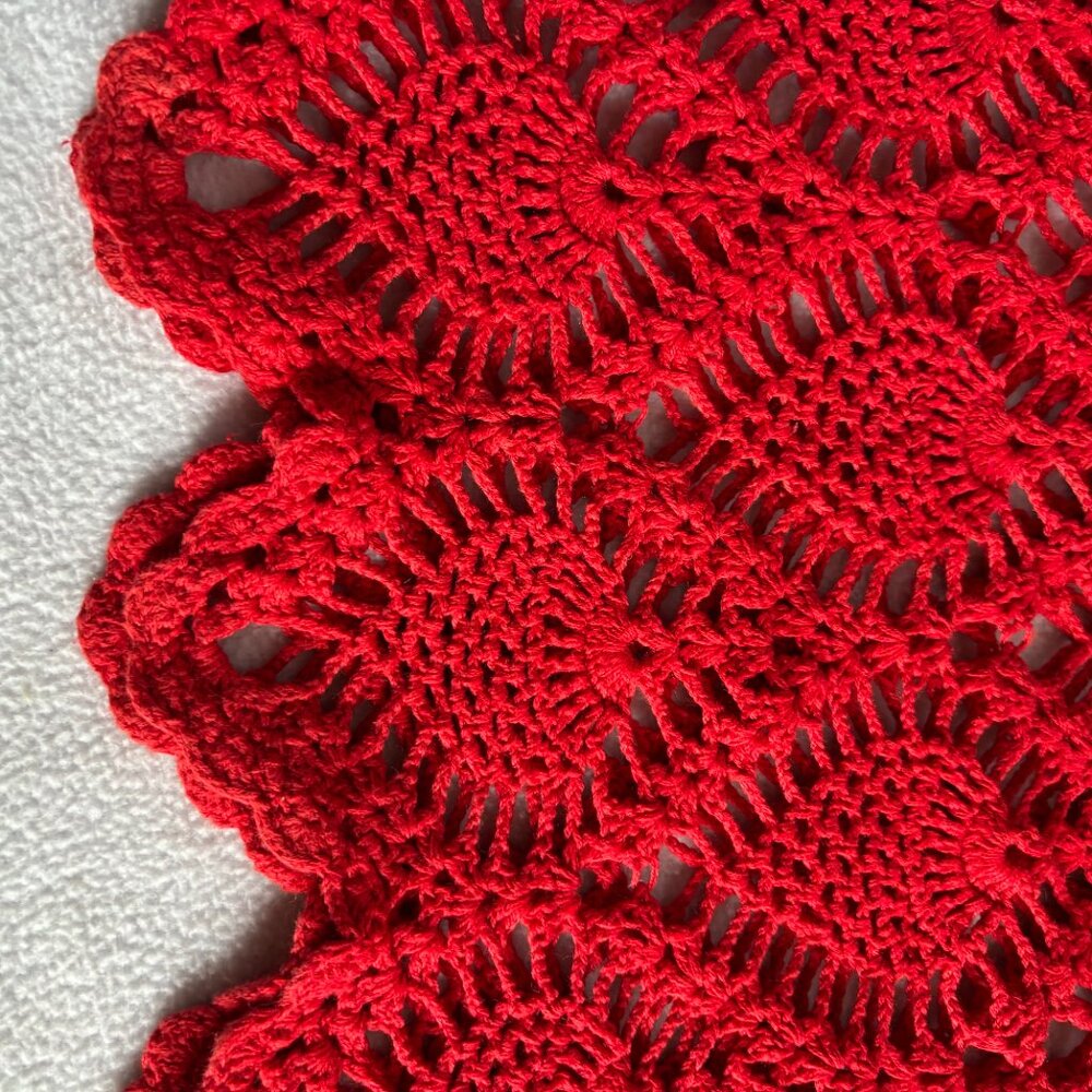 Red Open Work Knit Pullover Sweater - image 8